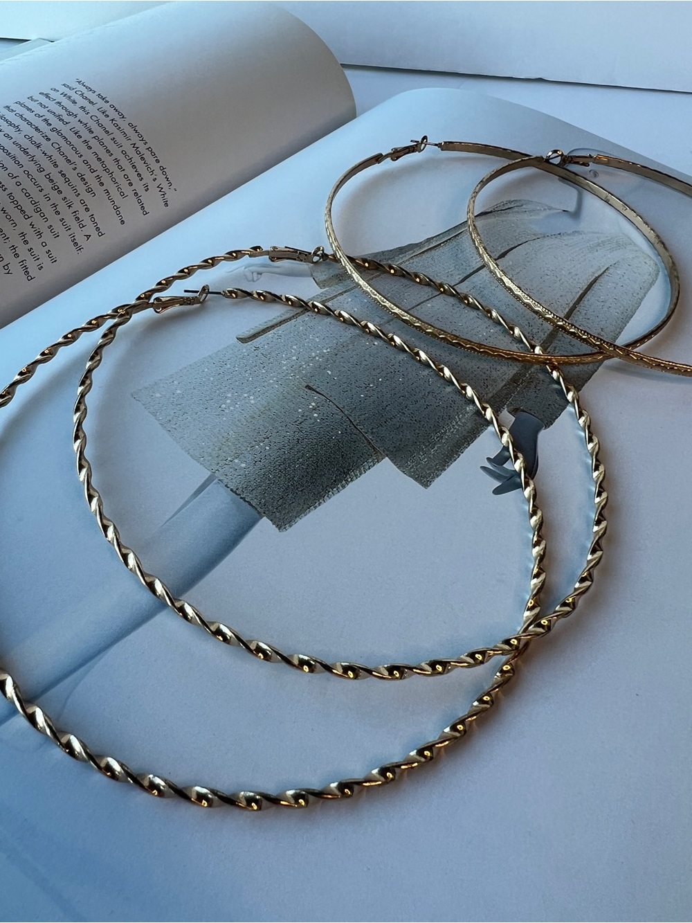 Set of 2 XL Gold Hoop Earrings